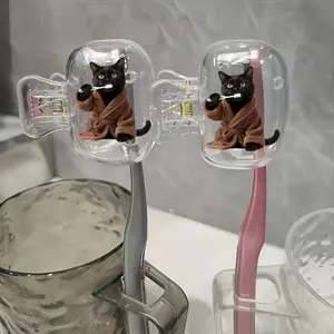 2pc Home Toothbrush Holder Clips, Portable Travel Toothbrush Dust Cover, Simple Toothbrush Protector, Practical Daily Use Storage