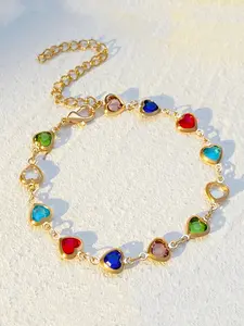 Rainbow Color Heart Design Bracelet for Women Cuff Bracelet Jewelry, Fashion Bracelets, Fashionable Daily Wear Gift for Birthdays & Anniversaries for Her, Trendy Jewellery Accessories