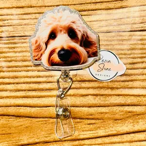 Golden Doodle Dog Badge Reel