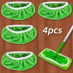 Reusable Flat Mop Pads Set of 4, Washable & Durable, High Absorbency for Wet/dry Cleaning, Polyester Fiber with Edges