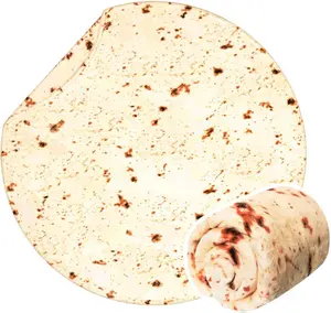 1pcs Burritos Tortilla Blanket Throw Size Beige 47 60 71 80 Inches 300 GSM Double Sided Soft Novelty Round Taco Home Decor for Adults Kids