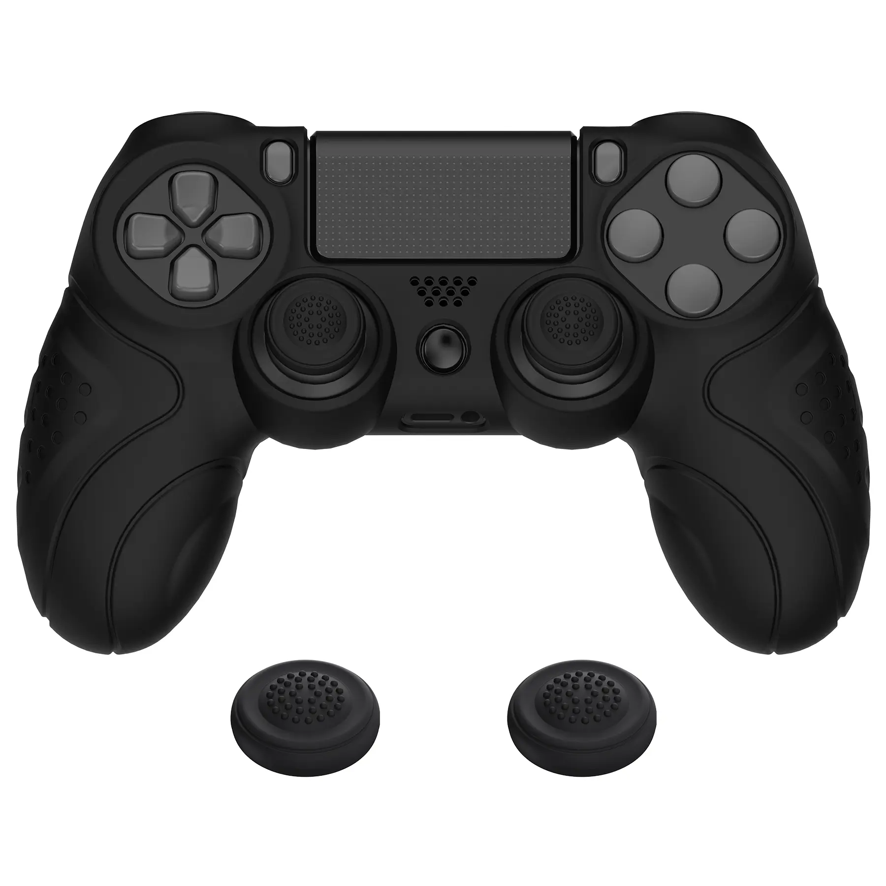 PlayVital Guardian Edition Silicone Cover Skin with Thumb Grip Caps for PS4 Slim Pro Controller - Black PlayVital Guardian Edition Silicone Cover Skin with Thumb Grip Caps for PS4 Slim Pro Controller - Black