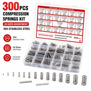 300PCS304 Stainless Steel Compression Spring Set, Assorted Sizes for Industrial Machinery & Mechanical Hardware Equipment