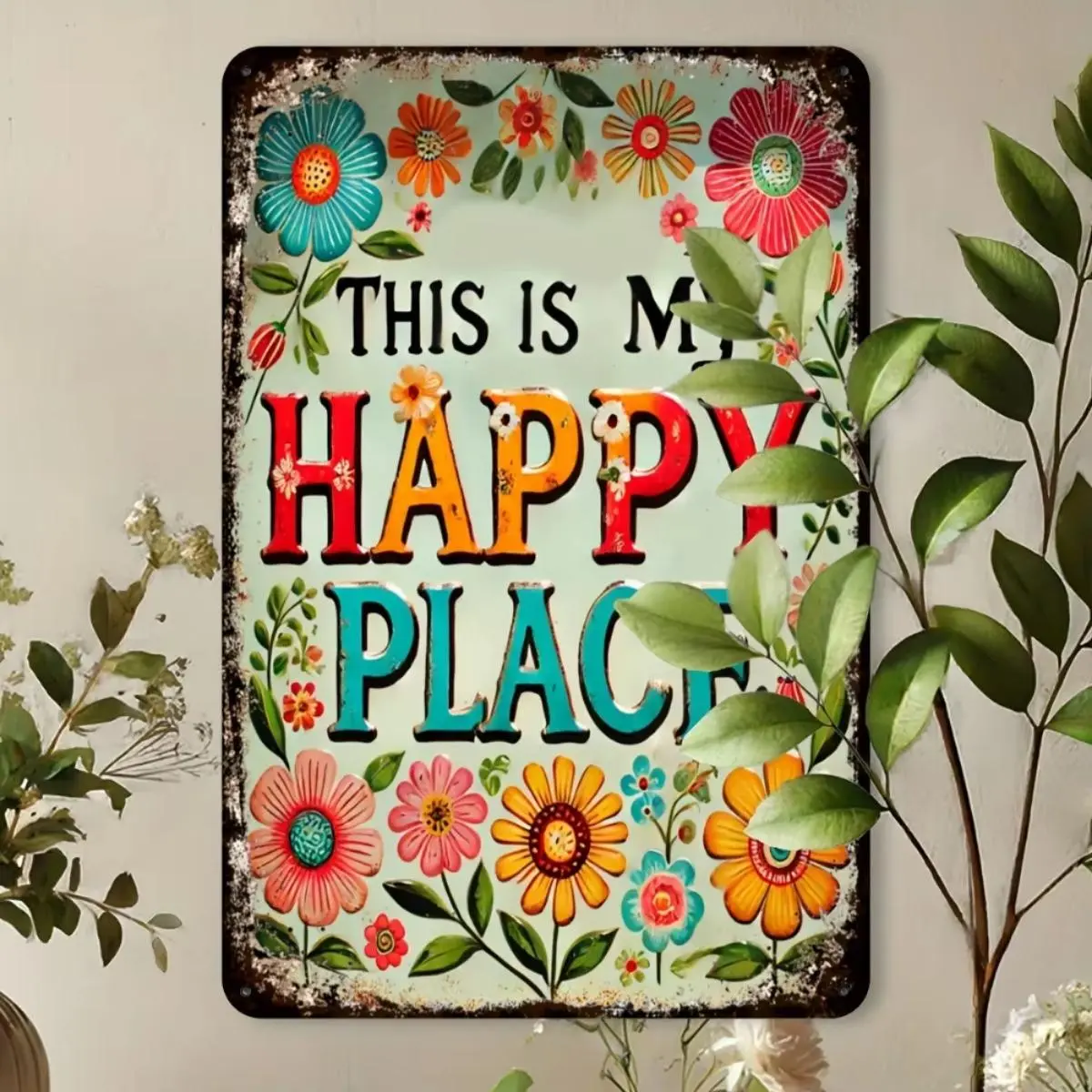 Aluminum Welcome Sign, Rustic Floral Design Hanging Sign, Outdoor Garden Decor, Home Decor, Metal Yard Accent, Flower