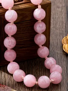 Bohemian Style Round Geometric Resin Necklace, Cloud Effect Bead Chain, Metal Clasp, Handmade Jewelry, Perfect for Holidays or Daily Wear, Fashionable Jewelry Accessories