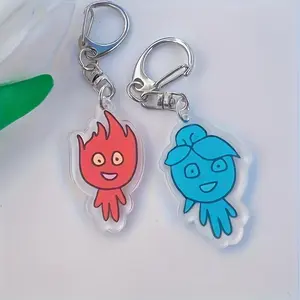 4-piece fun couple pendant, women's fashion accessory, single keychain with lobster clasp, birthday decoration jewelry
