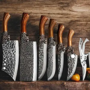 Professional chef knife set; hammered stainless steel kitchen knife; creative design style chef knife; suitable for kitchen cooking; cutting ingredients; chopping; professional cutting knife tiktok top seller durable blade kitchen utility knife