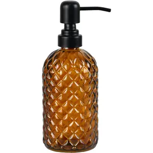 12Oz Glass Soap Dispenser with 304 Black Rustproof Stainless-Steel Pump, Refillable Glass Soap Dispenser for Kitchen, Bathroom, Farmhouse ()