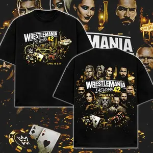 WrestleMania Las Vegas 42 WWE Graphic T-Shirt, Sweatshirt, Hoodie, Roman Reigns Cody Rhodes Rhea Ripley Seth Rollins Wrestling Fan Tee, WWE Casino Vegas Style Vintage Streetwear Shirt, Pro Wrestling WrestleMania Fan Gift Tee 809