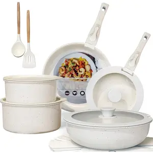 MDHAND 17Pcs Nonstick Cookware Set With Detachable Handles, Stackable Pots And Pans Set For RV Kitchen And Home, Induction Ready, Oven & Dishwasher Safe, Effortlessly Allows Frying, Stir-Frying, Stewing & Boiling Maifan Stone Non-Stick Kitchen Cooking Set