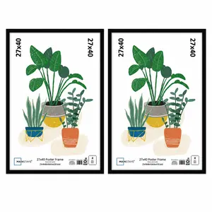 (2 pack) 27x40 Picture Frame – Black Flat Profile Wall Photo Frame