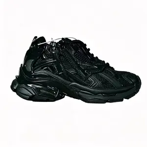 Chunky Black Sneakers for Men & Women  Retro Dad Shoe Style, Breathable Mesh Upper, Thick Cushioned Sole, Non-Slip Traction, Trendy Streetwear Fashion Sneakers for Casual Daily Wear, Walking and Outdoor Activities