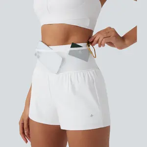 Halara SpeedWave High Waisted Contrast Mesh 2-in-1 Quick Dry Running Shorts with Multiple Pockets