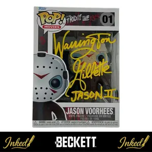 Warrington Gillette Autographed Signed Jason Voorhees Funko POP! #01 Friday the 13th Vinyl Figure Beckett Certified COA