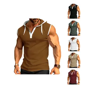 Men’s Waffle Knit Muscle Hoodie – Breathable Sleeveless Training Shirt for Gym & Fitness