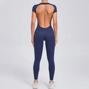 Yoga set sexy backless jumpsuit women's jumpsuit quick drying yoga suit exercise jumpsuit trumpet shaped sports jumpsuit womenRAIMENTRY