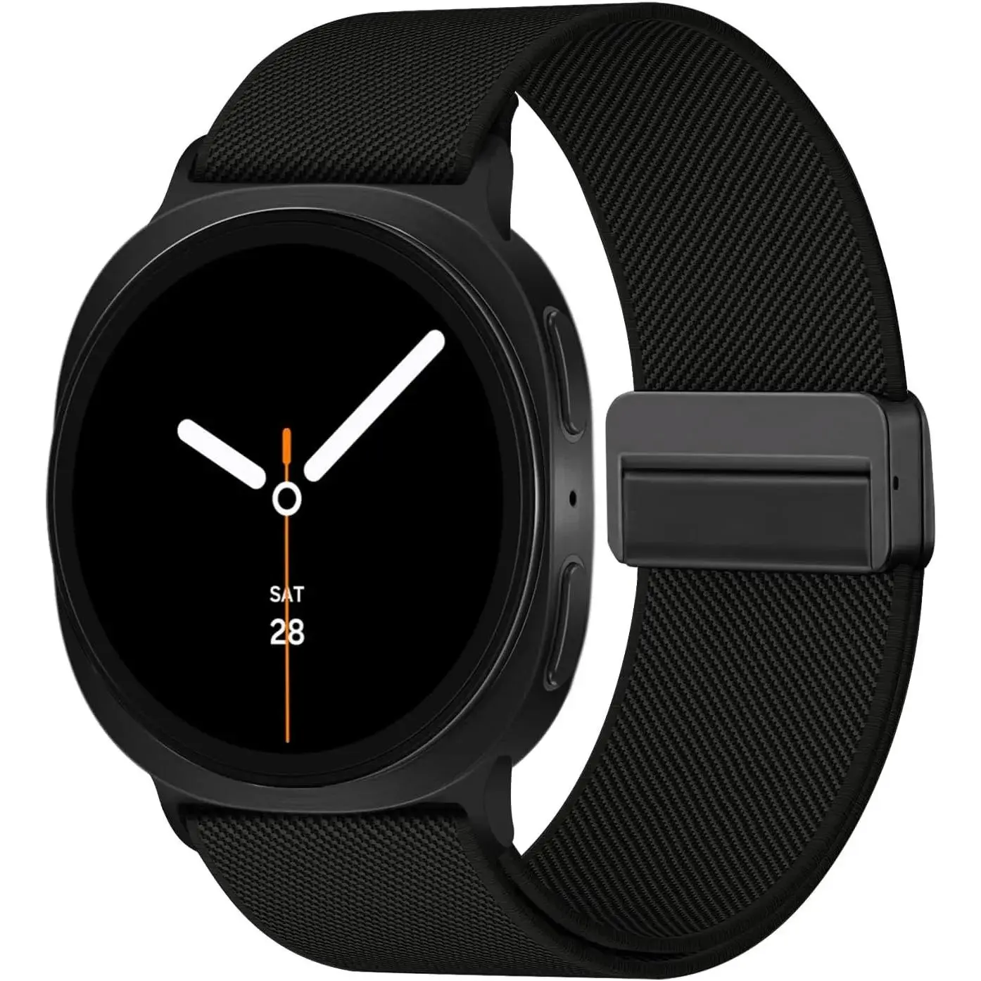 Stretchy Bands with Magnetic Clasp Compatible for Samsung Galaxy Watch 8 Band 40mm 44mm/Samsung Galaxy Watch 8 Classic Band 46mm, Nylon No Gap Sport Strap Wristbands for Men Women