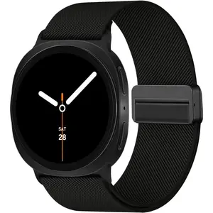 Stretchy Bands with Magnetic Clasp Compatible for Samsung Galaxy Watch 8 Band 40mm 44mm/Samsung Galaxy Watch 8 Classic Band 46mm, Nylon No Gap Sport Strap Wristbands for Men Women