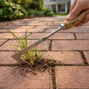 2026 Crack Weeder Tool Crevice Cleaning Tool 12" Stainless Steel Manual grass Puller Tool Beech Wood Handle for Sidewalk Driveways Patio Paver Narrow and Wall Gaps Garden
