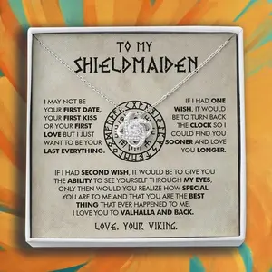 To My Shieldmaiden Necklace Gift, Viking Jewelry Gift with Message Card, Anniversary Valentine Gift Ideas, Elegant Silver Necklace, Trendy Women’s Accessory, Perfect for Daily Wear