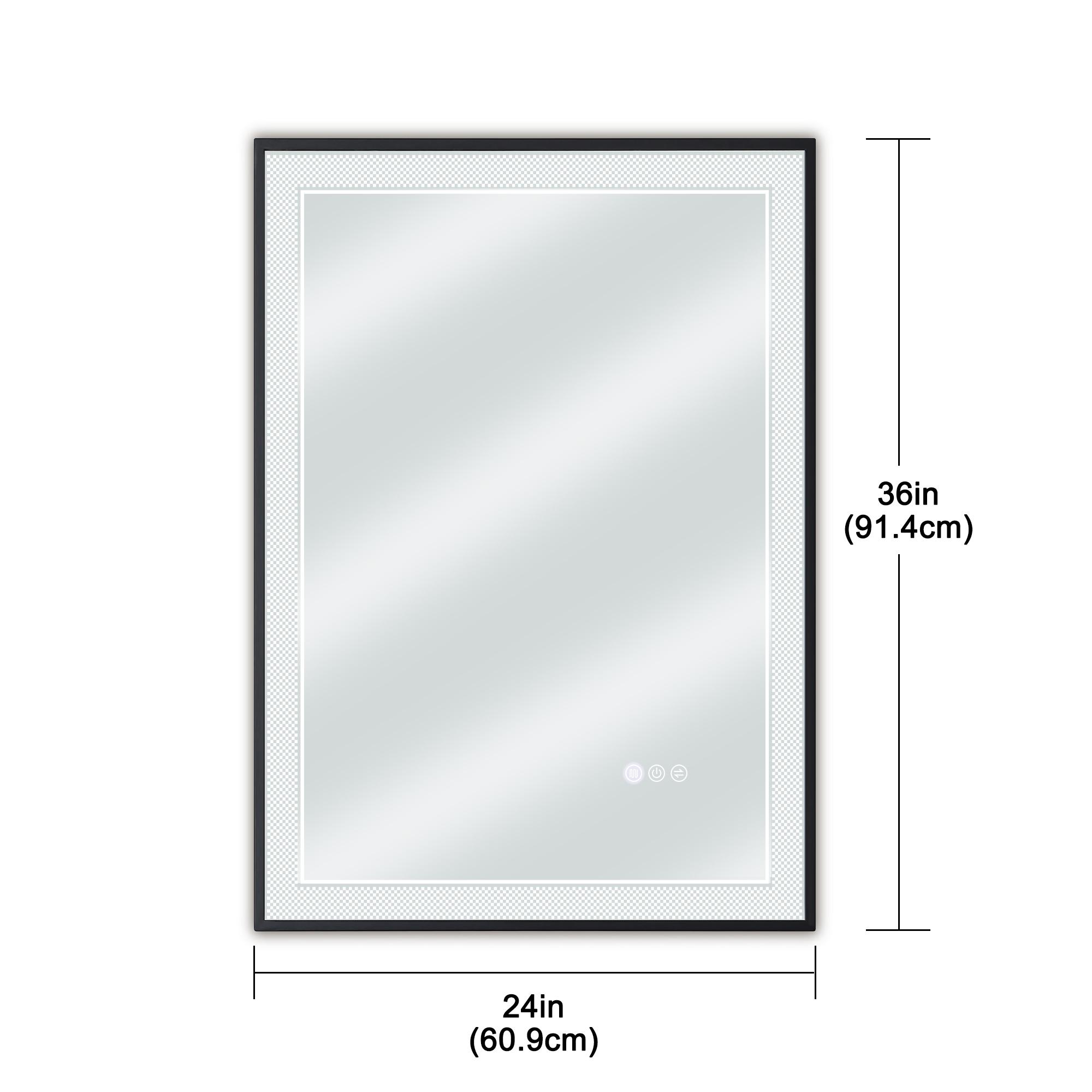 Adjustable LED Bathroom Mirror 3 Color Temperature 3500K/4500K/6500K Dimmable Shatterproof Wall Mounted Vanity Mirror 24x32/24x36/32x40 Inch for Bathroom Renovation