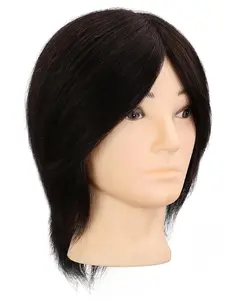 Men's Human Hair Wigs Mannequin Head, High-Realism Male Model, 100% Pure Human Hair, Real Touch, High Density, Straight Hair Wig, for Styling, Trimming, Competitions