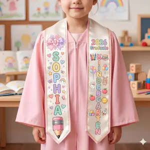 Custom Name Kid Graduation Stole,Class of 2026 Kindergarten Stole,Kids Graduation Sash,Preschool Graduation Stole