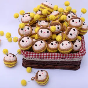 Handmade Knitted Cute and Funny Little Bee Pendant Collectible Soft Animal Durable Soft Fluffy Cute Bear Design