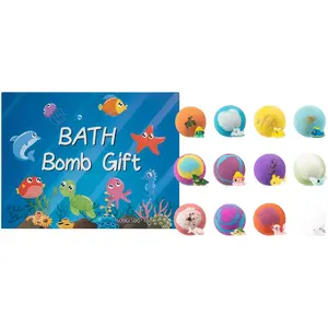 12 Pack Fizzy Bubble Bath Gift Set, Bath Bombs with Surprise Inside, Dinosaur Egg & Ocean Theme Bath Fizzies, Natural Sea Salt Color Changing Spa Easter Bath Balls