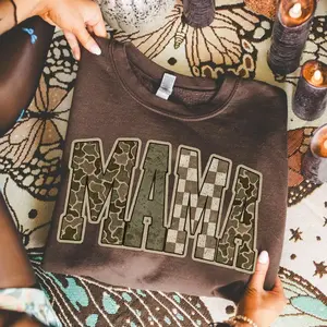 Retro Hunting Camo Mama Sweatshirt, Deer Hunting Season Sweatshirt, Vintage Duck Camo Sweater, Trending Christmas Unisex Graphic Sweatshirt, Casual Outfit, Comfortable Menswear & Womenswear Top, Perfect Xmas Gift For Men And Women