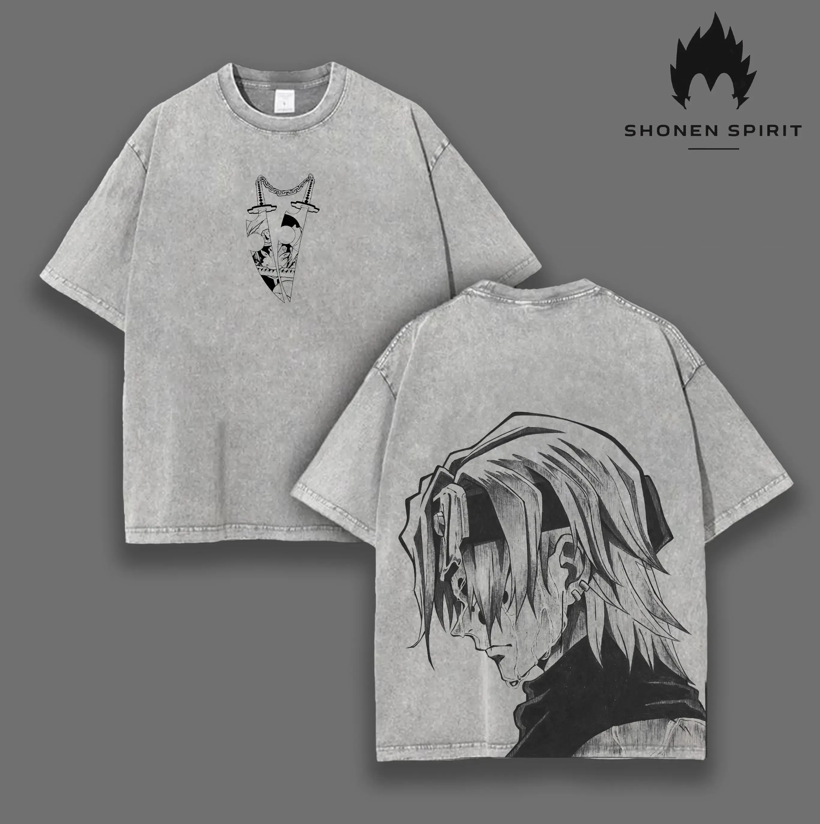 Uzui Tengen - Demon Slayer Anime Double Printed Vintage Washed Tee Unisex Oversize Anime Manga Washed Lightweight Cotton T-Shirt, Gift For Anime Fan, Anime Lover