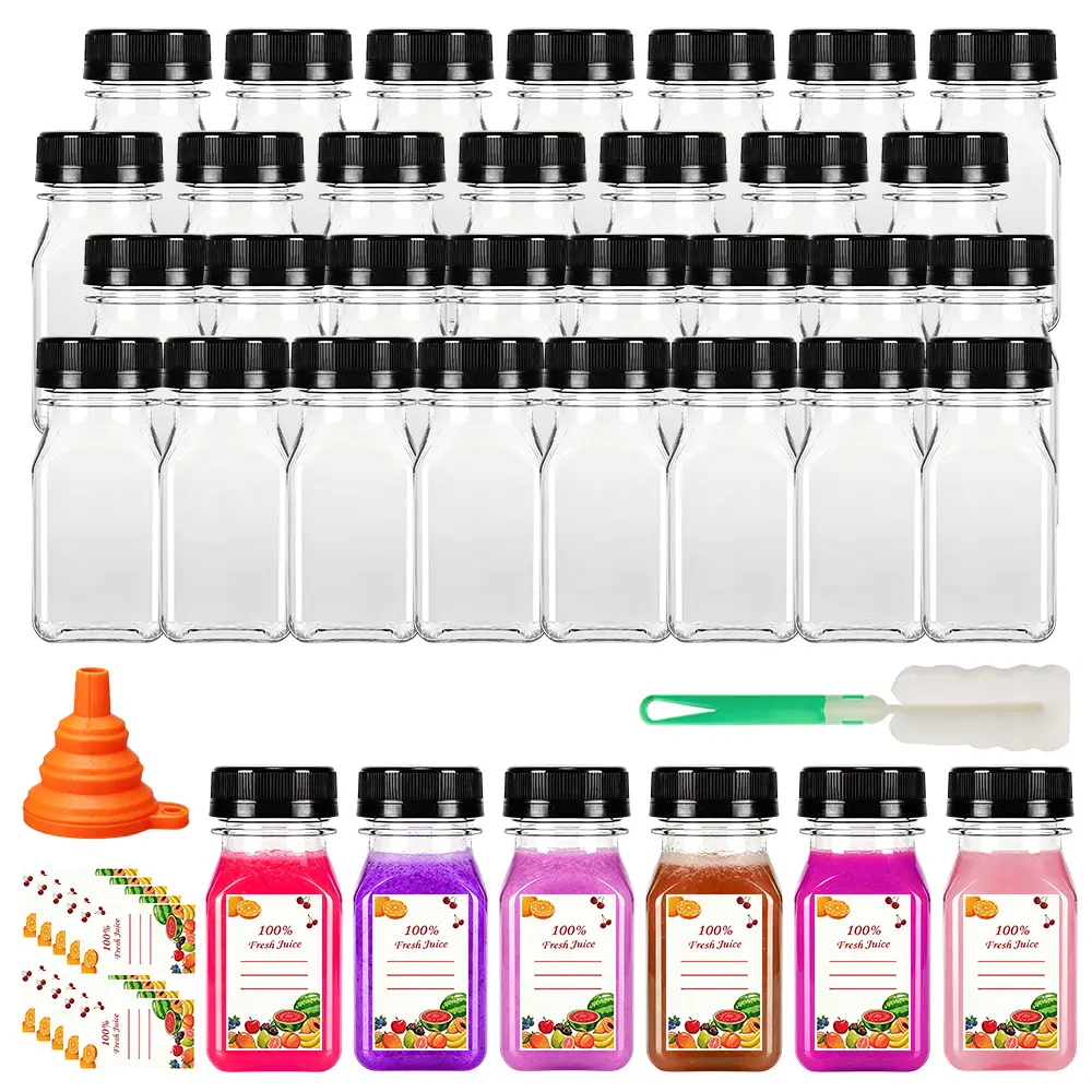 36Pcs 4oz Small Plastic Juice Bottles with Caps, Empty Reusable Clear Bulk Beverage Containers for Juice, Milk and Other Beverages,Suitable for Christmas Parties - Home Improvement.
