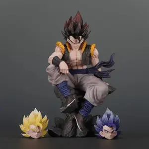Dragon Ball Gohan Saiyan Figure, Replaceable Head Design, Switch Between Normal Super Saiyan Blue Forms, Classic Lazy Pose, Rock Base, Muscle Detailing