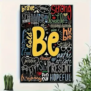 2D flat painting, 1 framed canvas wall painting, vibrant graffiti-style inspirational quote canvas wall painting, high-definition canvas decorative painting with wooden frame -- modern home decoration, can be directly hung in the living room or bedroom