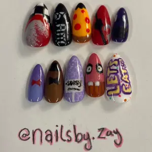 FNAF Five Nights at Freddy’s press on nails hand painted almond medium press ons