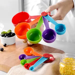 10 Piece Stackable Measuring Spoons Set, Plastic Measuring Cups, Precision Dry & Liquid Measurement, Essential Kitchen Tools for Baking and Cooking