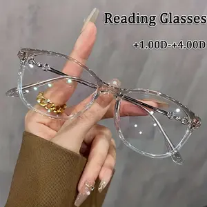 Ultra-Light Reading Glasses with Face-Brightening - Full-Frame  Diopters, Light Filter for digital Screens, Presbyopia, Elegant for all-Day Wear (No Needed) Lightweight Clear