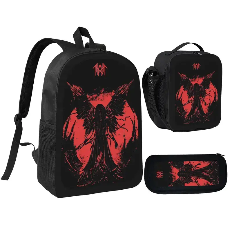 Rocksax Sleep Token Gothic Style School Bag Set - Student Backpack, Pencil Case and Lunch Bag Combo Set