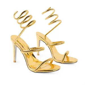 Spiral Heel Stiletto Sandals for Women | Lace Up Comfort Slingback Dress Sandals