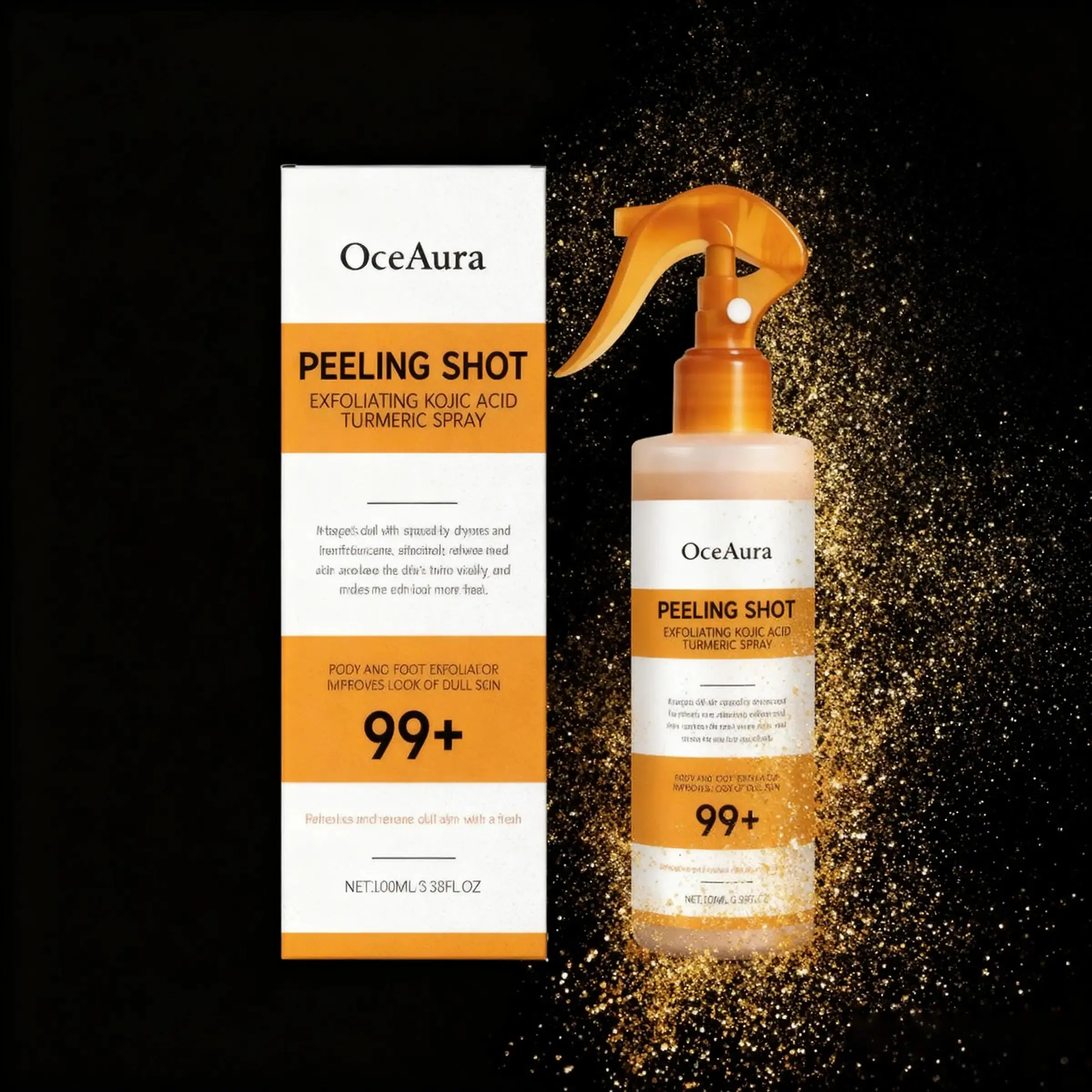 Kojic Acid & Turmeric Exfoliating Spray, Body Exfoliant, Body Exfoliator, Moisturizing Body Cleanser, Gentle Skin Care for Most Skin Types Including Sensitive Skin