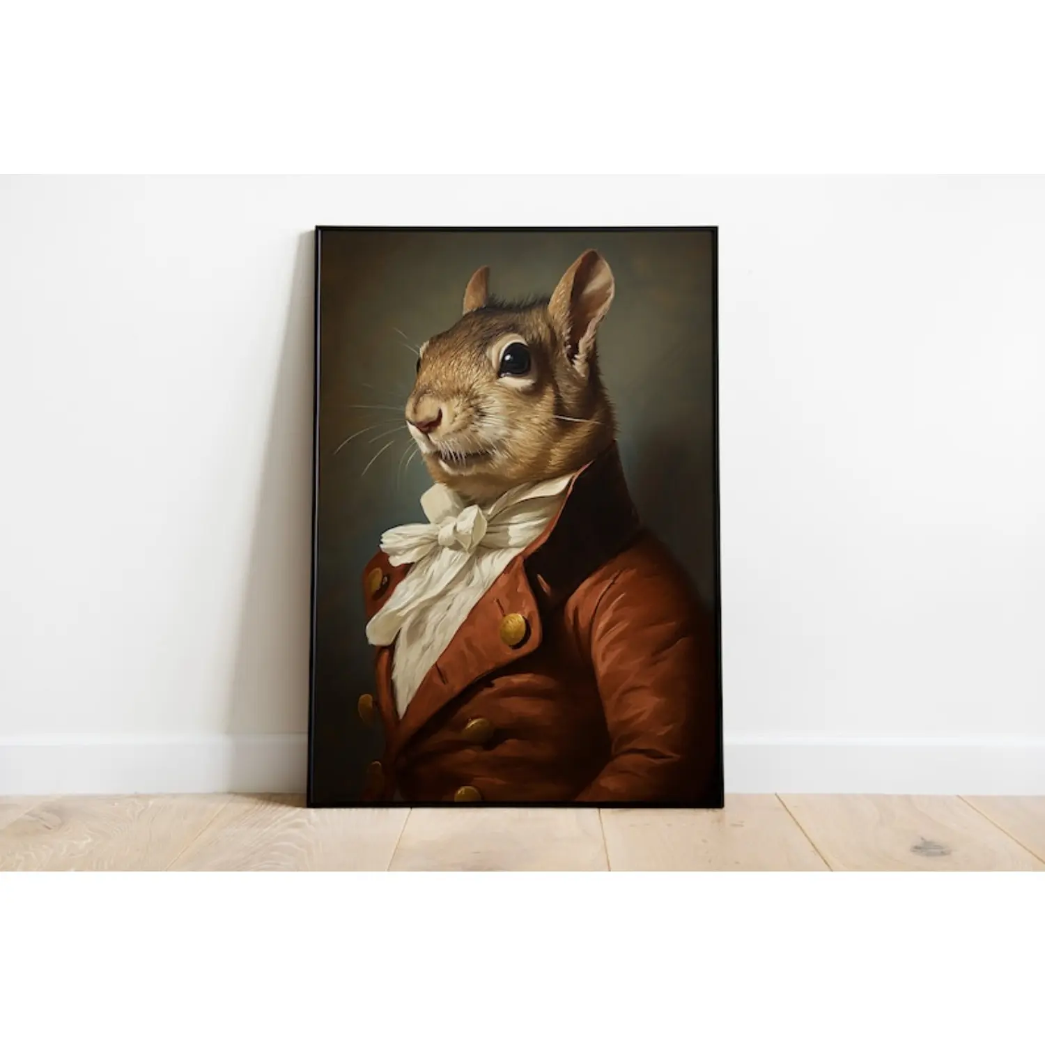 Artistic Wood Renaissance Squirrel Portrait Print - Unframed Home Decor Poster, Ideal Gift for Home Supplies Enthusiasts
