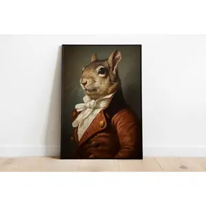 Renaissance Squirrel Portrait Poster: Vintage Animal Wall Art
