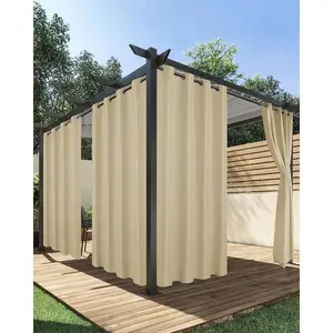 Outdoor Waterproof Patio Curtains 4 Panels 54 x 84 Inch, Privacy Protection & Light Filtering Cream Grommet Curtains for Porch Gazebo Pergola Backyard