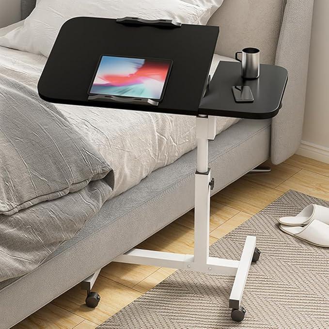 Over The Bed Table with Wheels 23.6''~37.4'' Adjustable Height Bedside Table Mobile Rolling Laptop Stand Tilting Overbed Table for Couch Home Office Hospital
