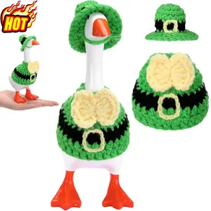 7 Inch Desk Goose Outfits Mini Desktop Goose Knitting Clothes Hats for Magnetic Geese Key Holder Holiday Decor【Valentine's Day gift top choice】Green gentleman suit