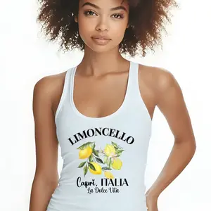 Limoncello Capri Italia with lemon Regular Sleeve Cotton Unisex Casual  tank top or Tee funny summer spring shirts, lemon