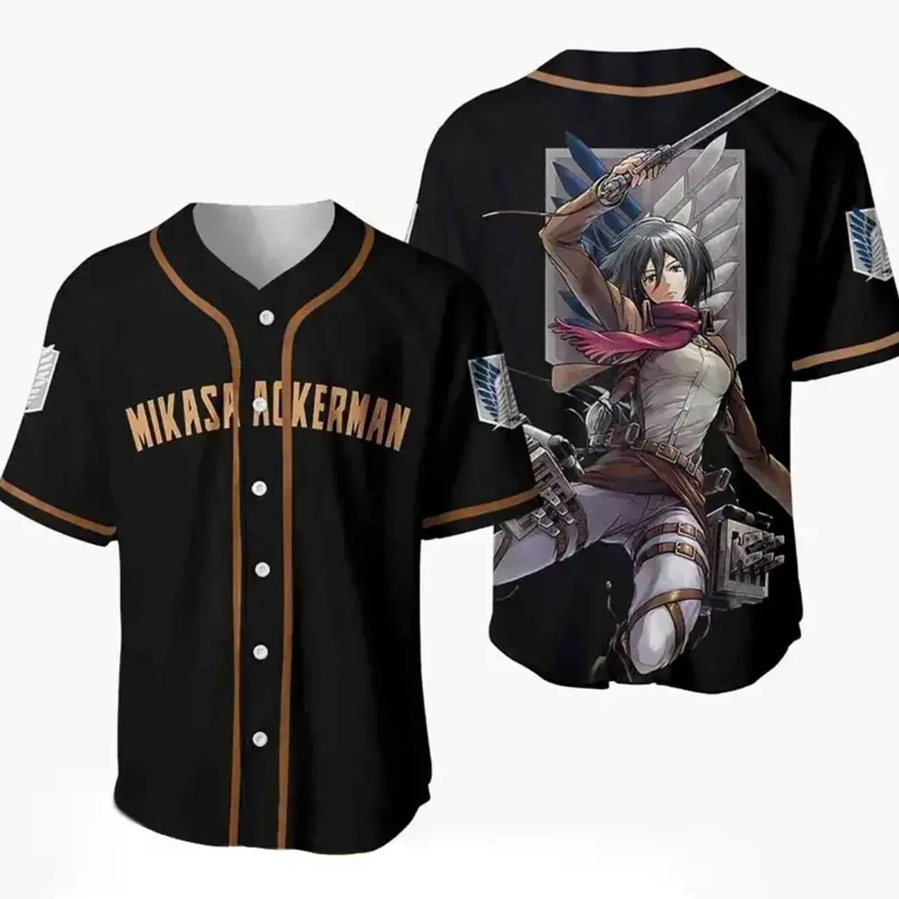 Mikasa Ackerman Baseball Jersey, Attack On Titan Anime Graphic Shirt, Japanese Manga Sportswear, Survey Corps Fan Apparel, Unisex Retro Style