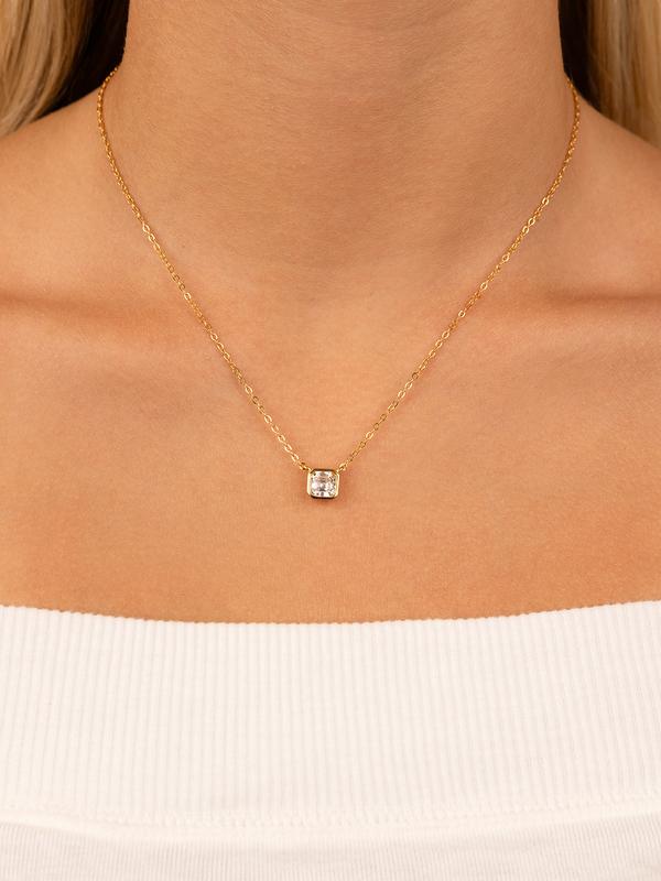 Sterling Silver Asscher Bezel Set Pendant