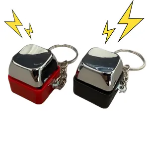 2Pcs Shock Prank Keychain Safe Low-Current Button Gadget for Instant Fun Compact Wake-Up Jolt Design with Keyring Ultra-Portable Mini 0.95"x0.95"x1" Safe & Harmless