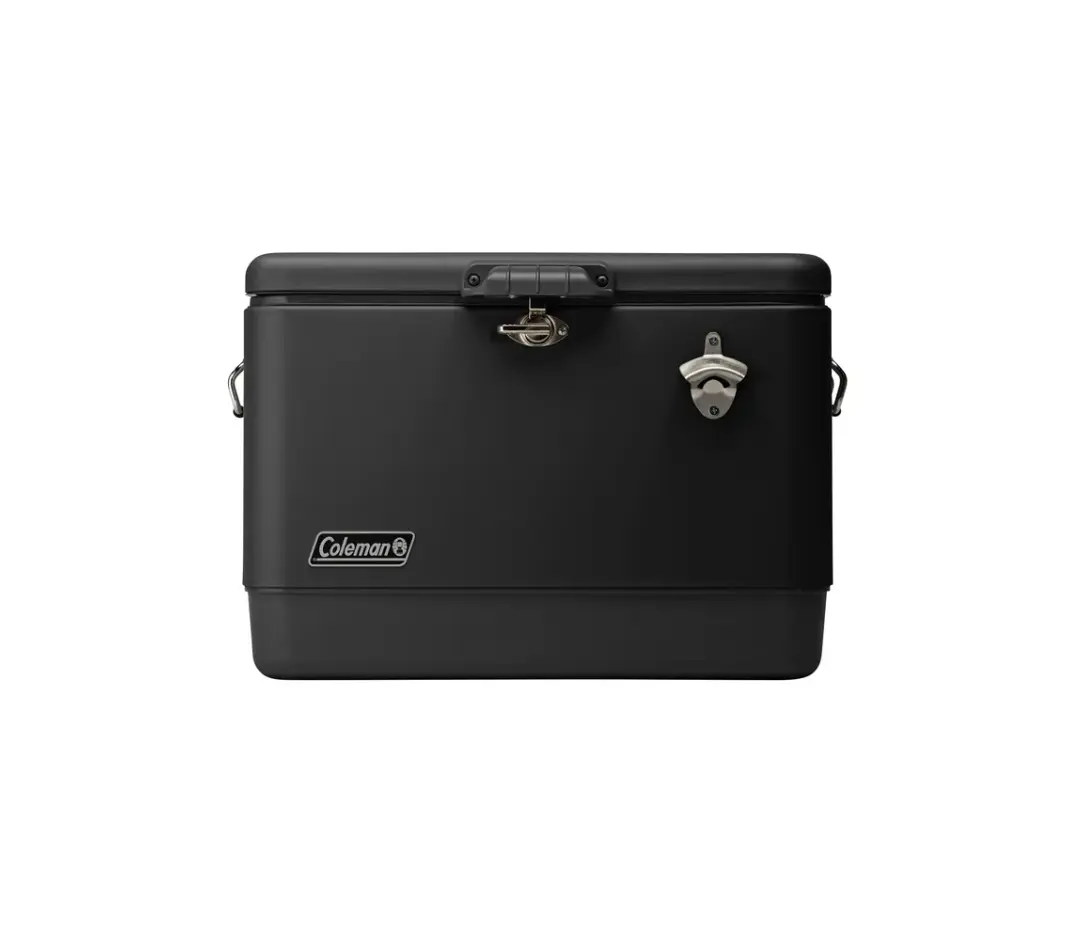 54QT Retro Style Insulated Ice Chest Cooler with Steel Accent Trim